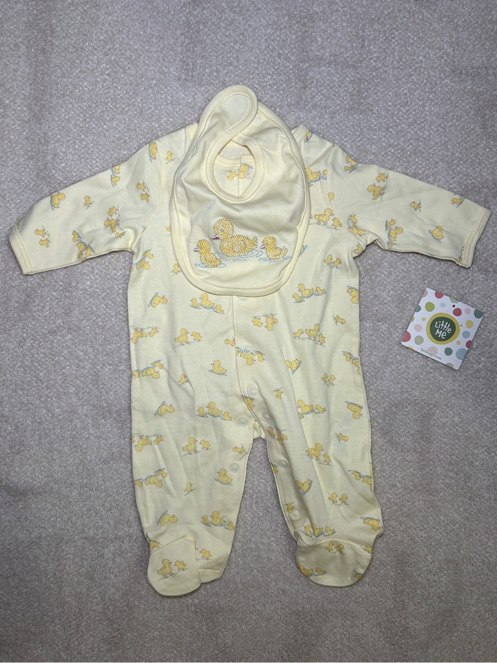 Baby Sleeper Little Me Yellow Duck and Bib